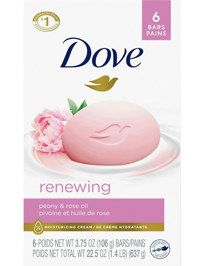 دوف صابون الجمال برائحة الكريمة الحلوة وزهرة البيوني - 6 قطع - 637 جم